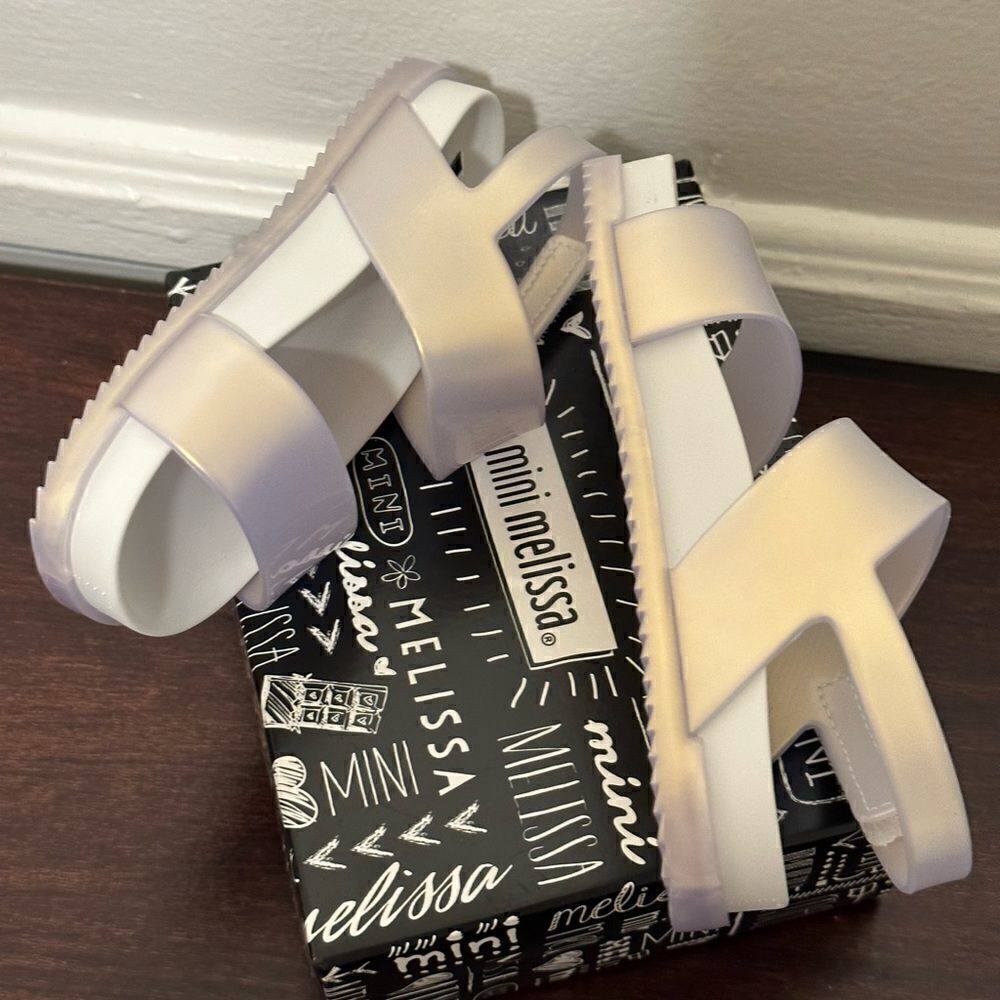 Mini Melissa Girls Glittery Cosmic Comfy Sandal Size 10 In White Nib